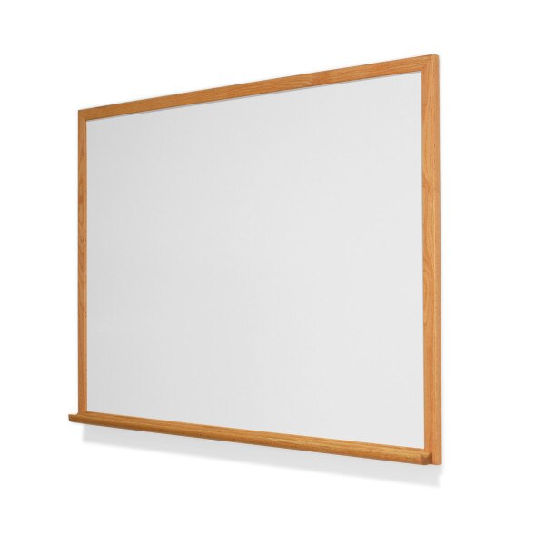 Gray Whiteboard w red oak & tray